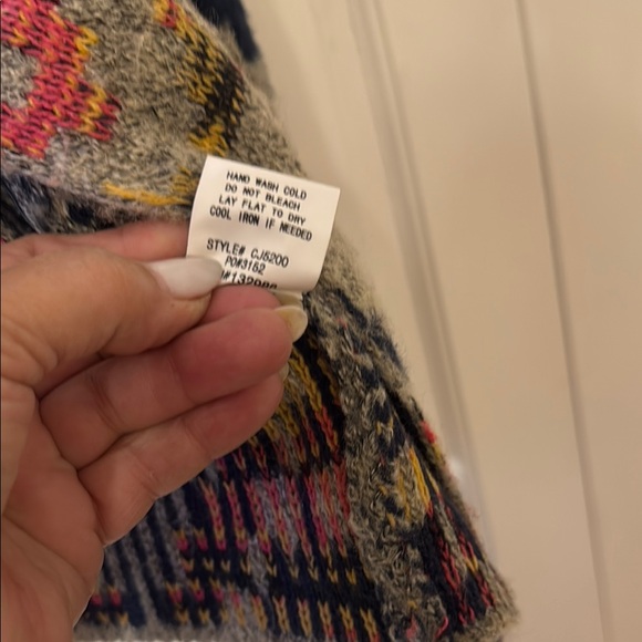 mittoshop Open Front Cardigan Sweater with Tribal Print Geometric Design M/L - Picture 5 of 5